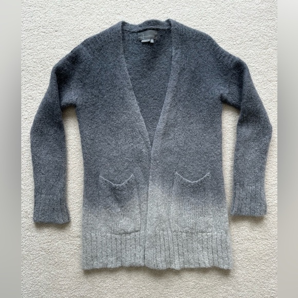 SOLD - Anthropologie JENEE Dip Dyed Ombre Grey Alpaca Wool Cardigan XS S - Picture 3 of 8